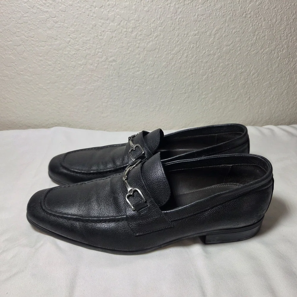 Bruno Magli Mamante Black Leather Bit Loafers Mens 10 M Made in Italy BM600352